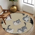 thumbnail image 2 of Round Rugs 8Ft, Cute Cat Round Area Rug Washable Indoor Throw Carpet, Black Beige Vintage Animal Large Non Slip Circle Rug for Kids Room RV Home Decor Aesthetic, 2 of 8