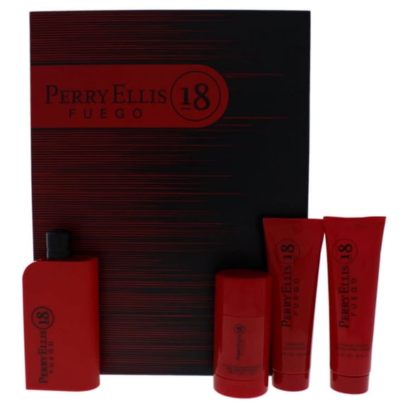 Perry Ellis Perry Ellis 18 Fuego Men 4 Pc Gift Set 3.4oz EDT Spray, 3oz Shower Gel, 3oz After Shave Balm, 2.75oz Deodrant Stick