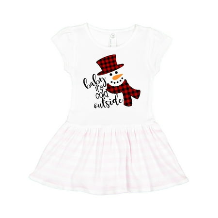 

Inktastic Baby It s Cold Outside Cute Snowman in Plaid Print Gift Toddler Girl Dress