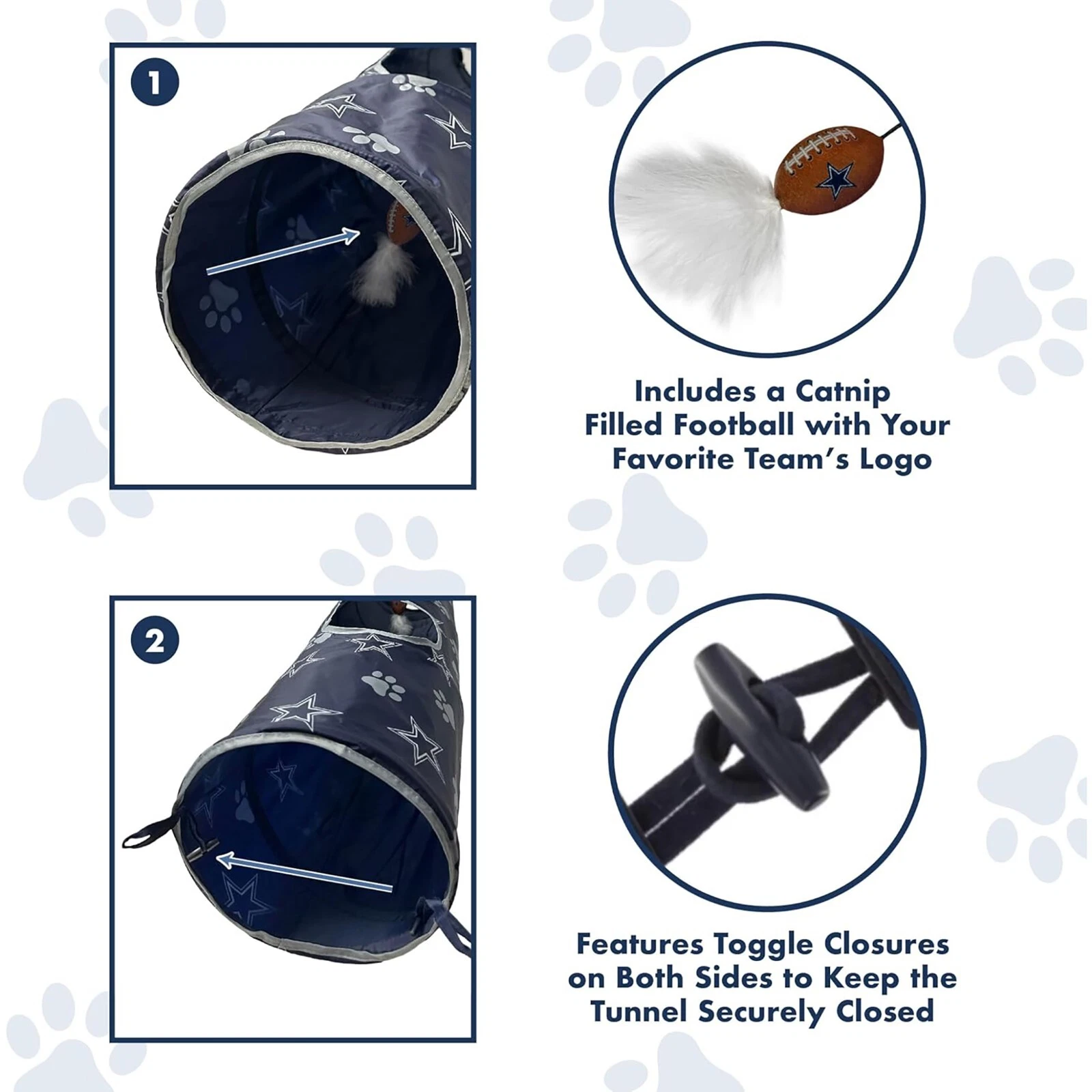 Pets First NFL Cat Tunnel Tube Toy & Plush Football Toy Filled with Catnip