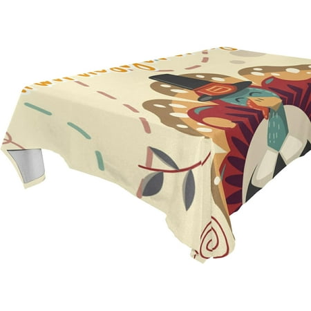 

SKYSONIC Thanksgiving Turkey Tablecloth Waterproof Washable Polyester Square Table Cover Durable Tablecloth for Kitchen Dining Table Party Decor (54 X 54 Inch)
