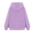 thumbnail image 5 of Byoo Little Girl Flannel Jacket Solid Color Full Zip Hooded Long Sleeve Coat Loose Winter Soft Kids Jacket, 5 of 5