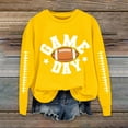 thumbnail image 2 of VISALY Pullover Crewneck Sweatshirt Graphic Sweatshirts Football Sweatshirts Cute Baseball Graphic Print Long Sleeve Shirts Fall Winter Pullover Casual Sweaters Oversized Tops Tunic Tops Yellow S, 2 of 4