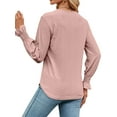 thumbnail image 5 of Xuanfei Women Lace V Neck Long Sleeve Jacquard Solid Color Top, 5 of 7