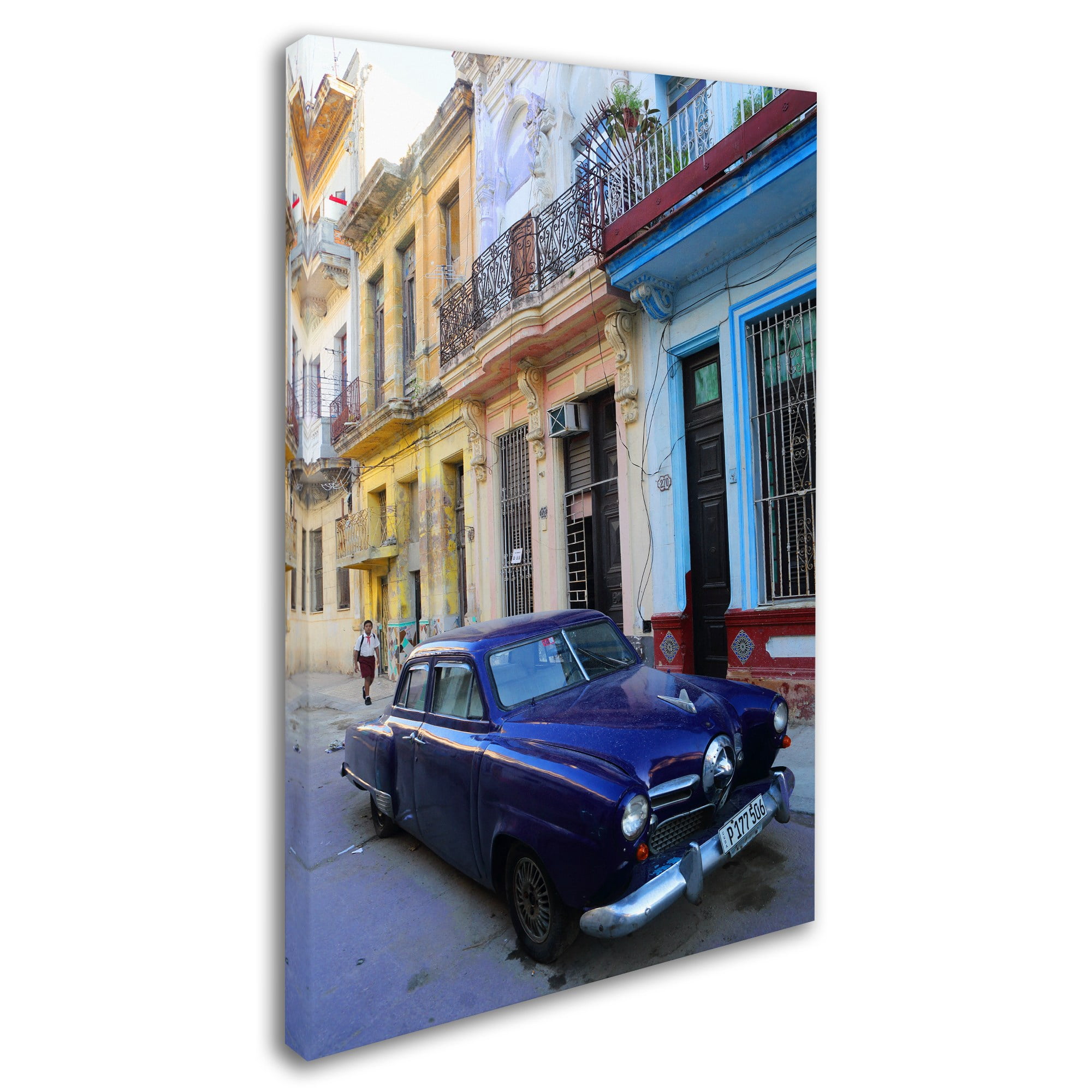 Trademark Fine Art 'Vatage Blue Studebaker in Havana' Canvas Art by Masters Fine Art