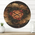 thumbnail image 2 of Designart 'Red Dark Gold Fractal Flower Pattern ' Modern Wood Wall Clock, 2 of 5