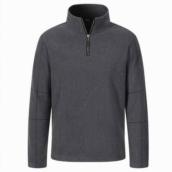 NOLDARES Mens Quarter Zip Pullover Long Sleeve Mock Neck Sweatshirts Lightweight Polo Shirt Relaxed Fit,Grey,XL
