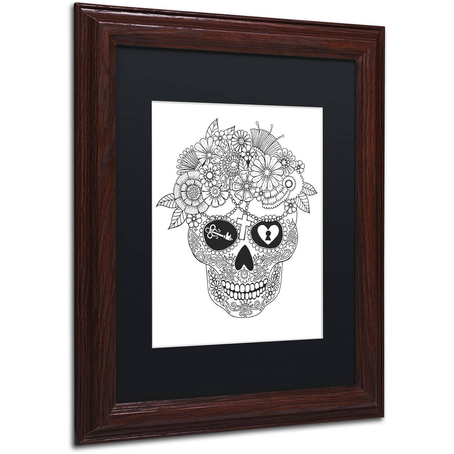 Trademark Fine Art "Lost Love Sugar Skull" Canvas Art by Hello Angel, Black Matte, Wood Frame