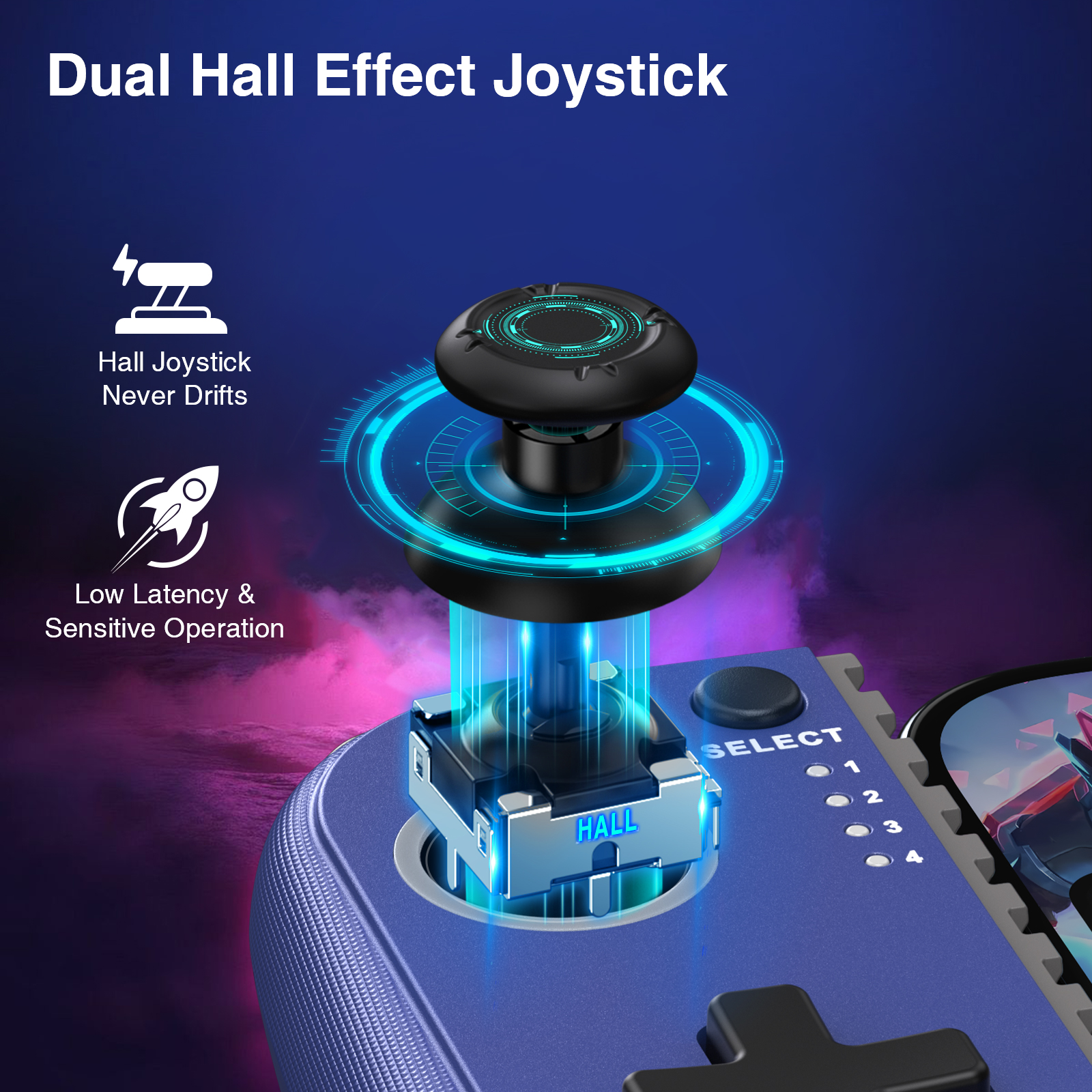 Controlador de Juegos Móvil para iPhone y Android, Controlador Inalámbrico QQV con RGB, Botones Traseros Programables, Diseño Extensible, Azul 3
