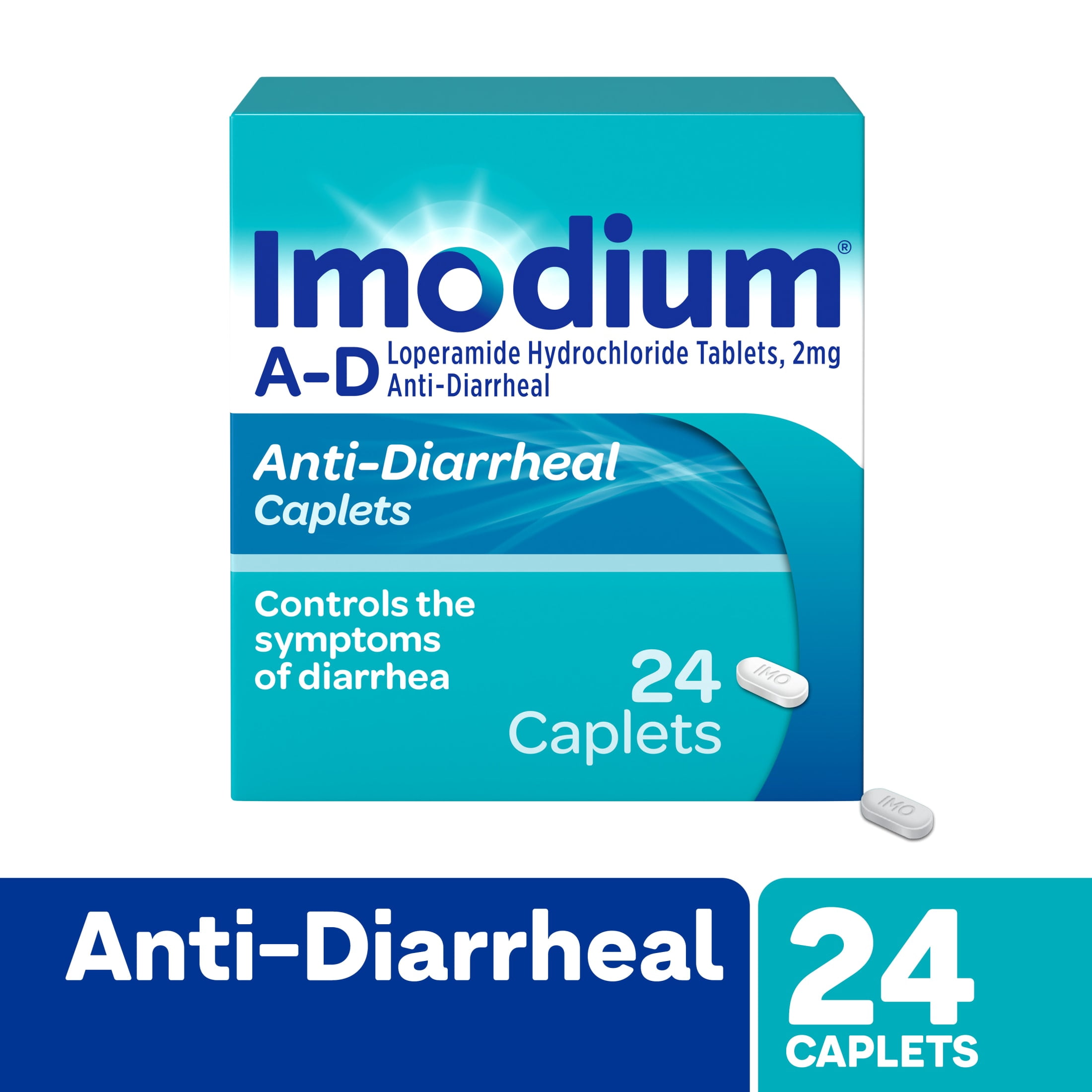 Imodium A-D Anti-Diarrheal Caplets 2mg Loperamide Hydrochloride Diarrhea Relief Caplets, 24 Count