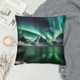 thumbnail image 2 of Fenyluxe Aurora Borealis Mountains Lake Pillow Cushion Covers for Sofa Couch Bedroom Car Chair Home Decor Pillow Case Winter Season Printed on Both Sides 1PC 12x12in, 2 of 5