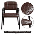 thumbnail image 6 of Alden Design 2pcs Leather Office Reception Chairs with Midback, Brown, 6 of 8