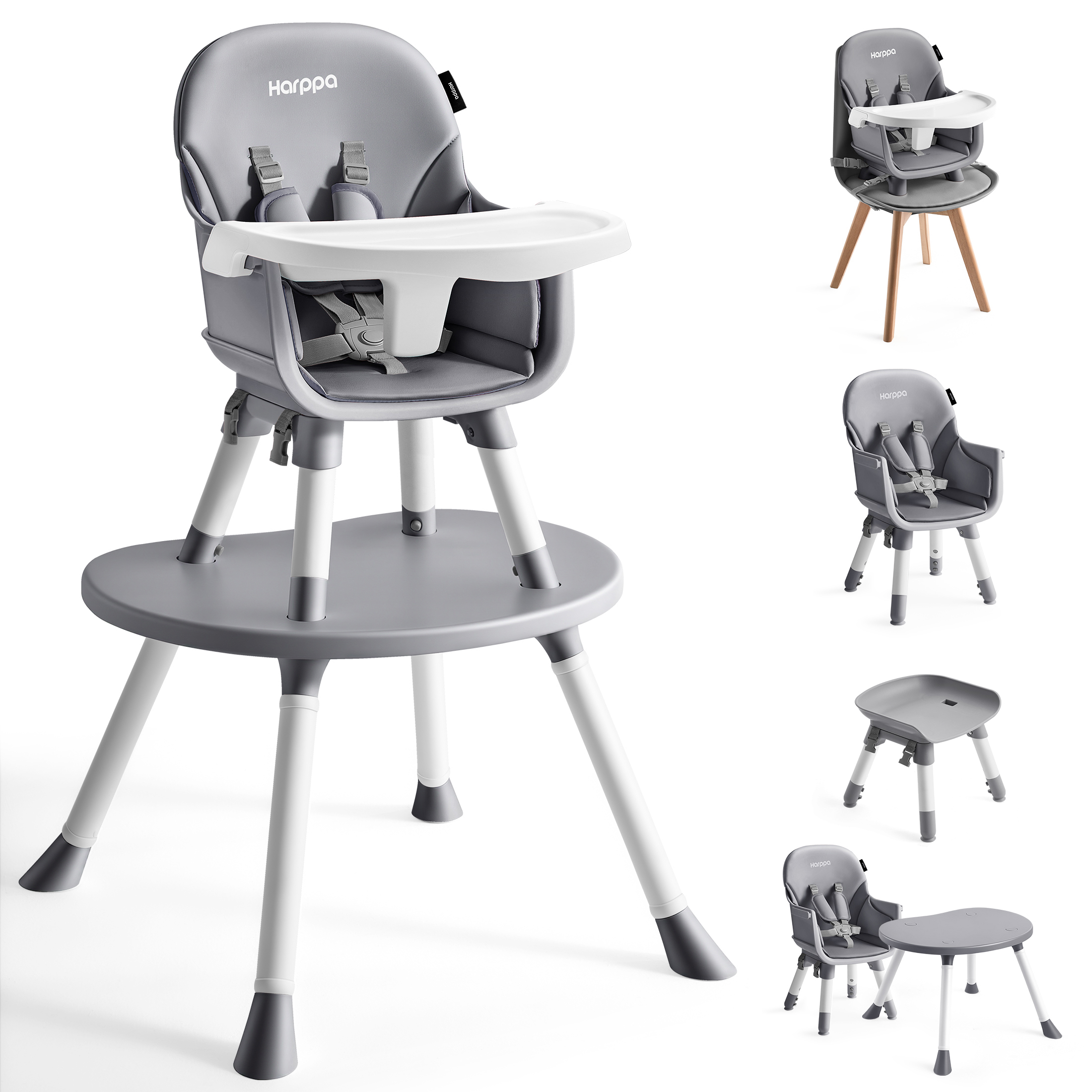 Harppa 8-in-1 Convertible Baby High Chair, Gray photo 1