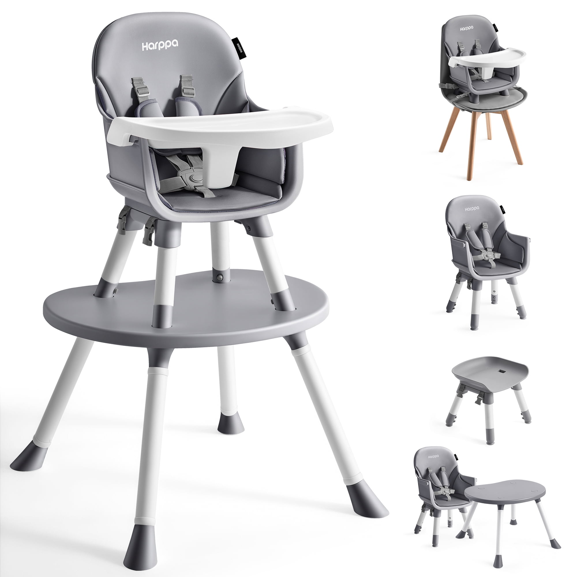 HARPPA 8-in-1 Baby High Chair, Convertible Feeding Chair for Babies and Toddlers, Gray
