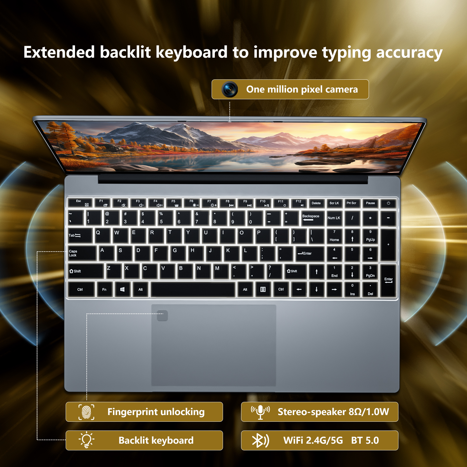 KUU 15.6" Laptop, Windows 11 Pro Laptop Computer, AMD Ryzen 5-7430U, Up to 4.3GHz 16GB DDR4 512GB SSD, Backlit, Fingerprint, Silver