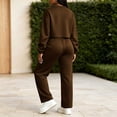thumbnail image 6 of Women's Fleece 2 Piece Tracksuit Outfits Oversized Cropped Sweatshirt Wide Leg Sweatpants Workout Loungewear Fall Winter Jogging Outfit Brown, 6 of 9