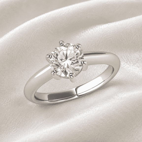 Mooneye 2.00 Carat Round Cut Moissanite Solitaire Ring 925 Sterling Silver Classic 6-Prong Engagement Ring for Women
