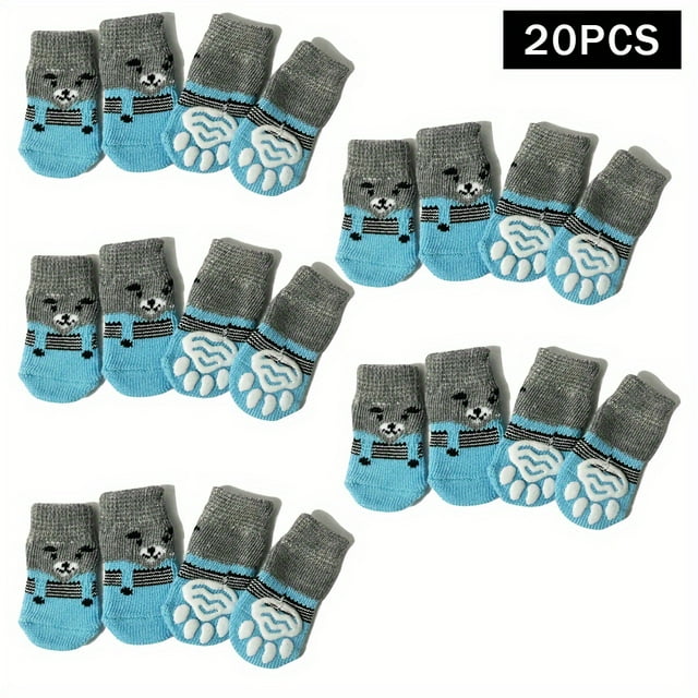 4PCS Pet Paw Protection Dog Socks For Pet Dog Small Cat Non-slip Pet Socks Christmas Gift Pattern
