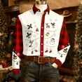 thumbnail image 2 of Chemises de Noël Imprimées pour Mode Décontractée Manches Longues Chemise Ouverte devant Douce Confortable Coupe Ample Couleur Unie Col Rond Haut Extérieur, 2 of 4