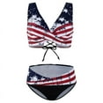 thumbnail image 3 of Aboser Women Crossover Bikini Bathing Suits 2 Piece Printed Swimsuits Red White and Blue Bikinis Set Push Up Swimwear Summer Swimsuit, 3 of 7