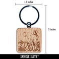 thumbnail image 2 of Rocky Mountain Goat on Ledge Square Keychain Charm Tag - Engraved Wood, 2 of 6