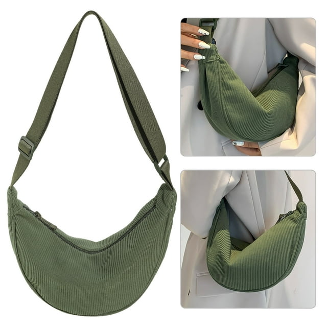 Bolso Masa Bolso Bandolera Correa Ajustable Bolso Compras Pana (verde)