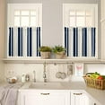 thumbnail image 4 of Navy Blue Grey Striped Kitchen Curtains, Modern Minimalist Ombre Lines 3-Piece Kitchen Curtain Valance and Tiers Set 36 Inch Length, Rod Pocket Half Window Curtains for Cafe Living Room Bathroom, 4 of 6