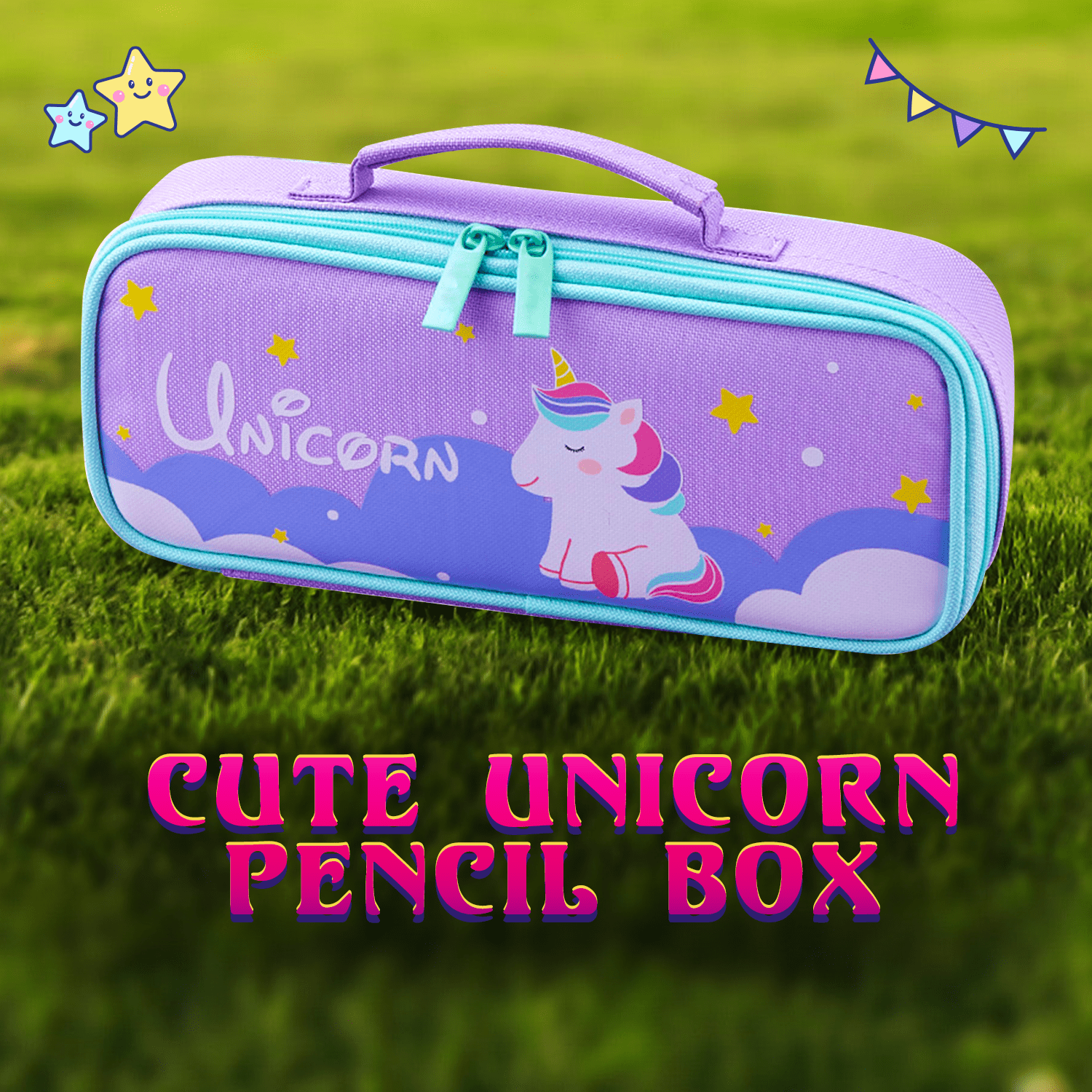 Kids Pencil Box With Super Cute Personalized Rainbow Unicorn Design