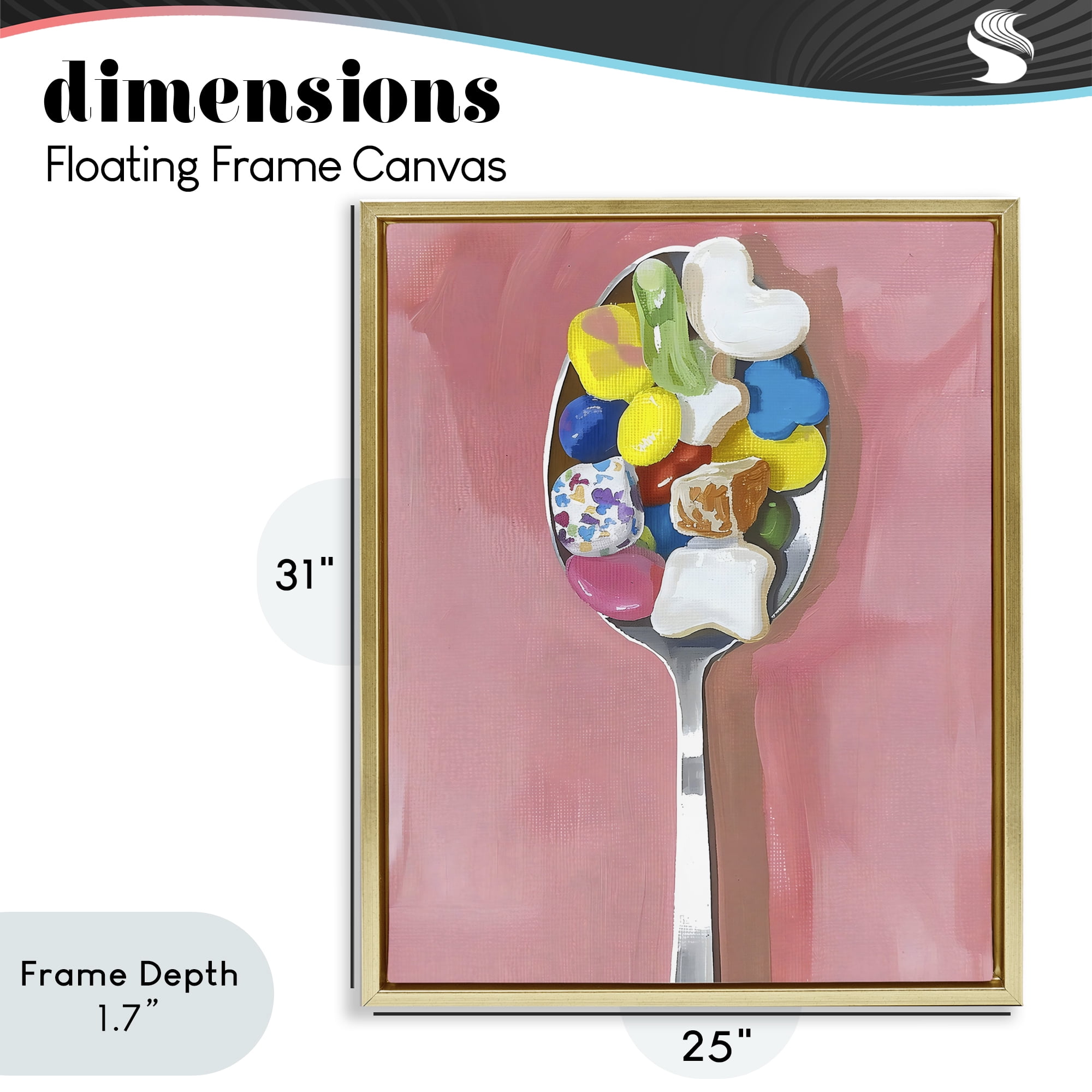 Stupell Industries Nostalgic Fun Breakfast Spoon Gold Framed Floater Canvas Wall Art, design by The Prints Vibe