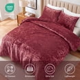 thumbnail image 6 of Regency Heights Luxury Velvet Comforter Set, 3-Piece Bedding, All-Season Down Alternative Bed Set with Pillow Shams, Full/Queen, Ruby Wine, 6 of 8