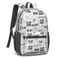 thumbnail image 2 of Basketball and Heart White Pattern 17" Waterproof Oxford School Backpacks for Teens, S-Shape Padded Straps, for School, Travel, Hiking, Camping, 2 of 4
