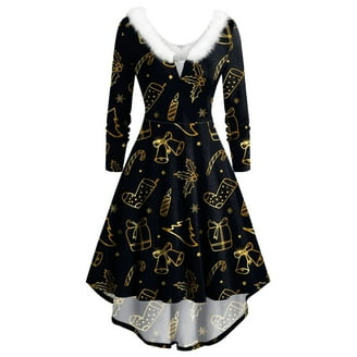 black and white christmas dress White 1950s Christmas Lapel Dress main image 0