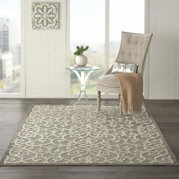 Nourison Aloha Floral Contemporary Natural Indoor/outdoor Area Rug
