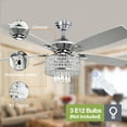 thumbnail image 3 of Depuley 52" Crystal Ceiling Fan with Lights and Remote Industrial Ceiling Fans Light Fixture, 5 Reversible Blades Ceiling Fan Light for Living room,Dining room, E12 base, 3 of 9