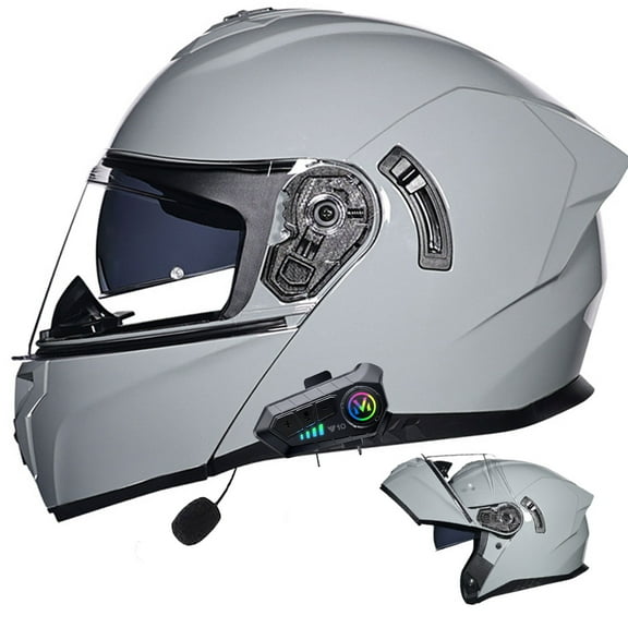 Bluetooth Motorcycle Helmet Flip Up Front Full Face DOT Approved - Built-in Sun Visor, Lightweight ABS Shell,  Speaker with Microphone，Removable Liner for Street Bike & Cruiser