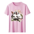 thumbnail image 3 of Tops de Cuello Alto para las Mujeres Amante Impreso Camiseta Cuello Redondo Manga Corta, Poliéster Spandex, 3 of 7