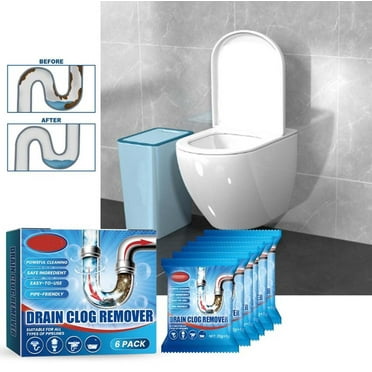 Drain Clog Remover Powder Cleaner 6-Pack Powerful Shower Drain Cleaner for Hair and Grease Sink Drain Cleaner Safe for Pipes and Septic Systems