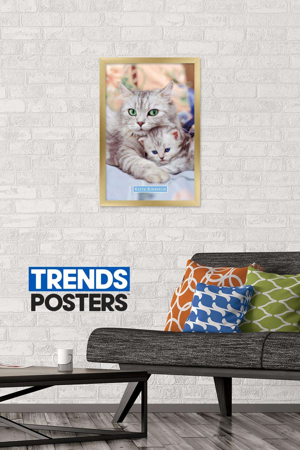 Keith Kimberlin - Momma and Kitten Wall Poster, 14.725" x 22.375", Framed