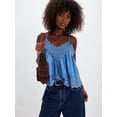 thumbnail image 3 of Summer Tank Tops for Women Loose Fit Pleated Tunics V Neck Sleeveless Lace Tops Lrregular Hem Flowy Royal Blue M, 3 of 5