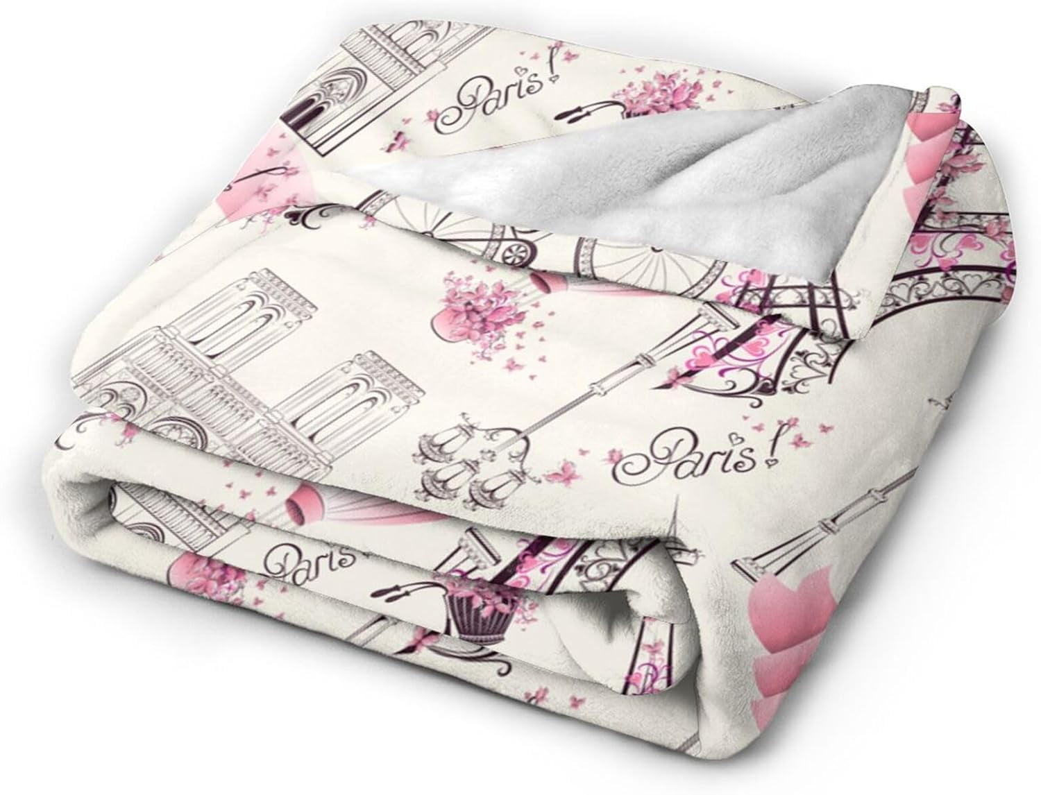 Paris Eiffel Tower Bed Blanket Ultra Soft Paris Valentine''s Day Theme Throw Blanket All Season Warm Light Weight Cozy Plush Blankets for Home Bedroom Sofa Chair Travel, 30"X40"