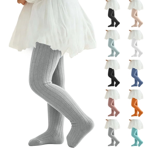 HAOTAGS Girls Leggings (0-9 Years) Fall/Winter 100% Cotton Knitted Striped Dance Base Pants Beige Size 0-3M