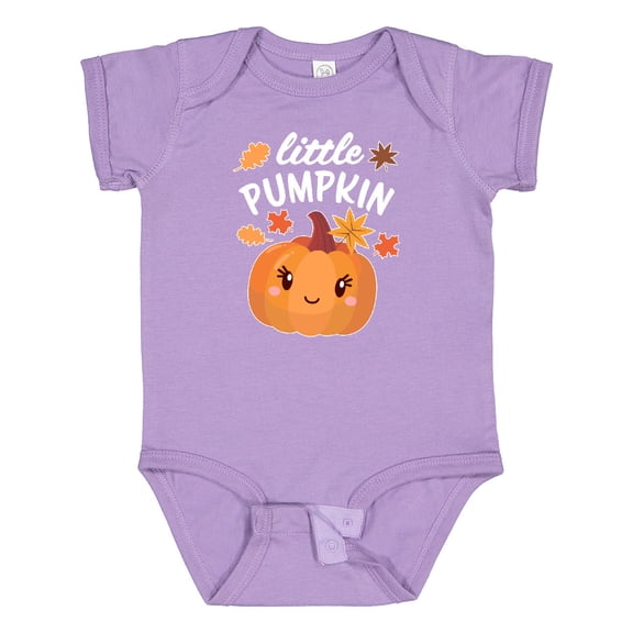 Inktastic Cute Little Pumpkin with Fall Leaves Boys or Girls Baby Bodysuit