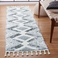 thumbnail image 2 of SAFAVIEH Moroccan Tassel Bronte Geometric Shag Runner Rug, Grey/Ivory, 2'3" x 6', 2 of 7