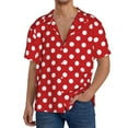 thumbnail image 7 of Lsque Red Polka Dot print Men's Cuban Collar Short Sleeve Shirt Summer Beachwear Casual Button Down Fashionable Vacation Leisure Shirt-XX-Large, 7 of 7