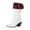 White, variant on WEAIXIMIUNG Womens Ankle Boots Wide Width Black Women's Autumn and Winter New Flanging Two Thick Heeled Western Cowboy Style Pleated Pile Leather Boots Show Thin Medium Boots