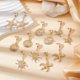 thumbnail image 5 of 6 pares de pendientes bohemios dorados para mujer, 3 estilos de estrella de mar, concha, asimétricos, con cuentas de perlas de imitación., 5 of 7