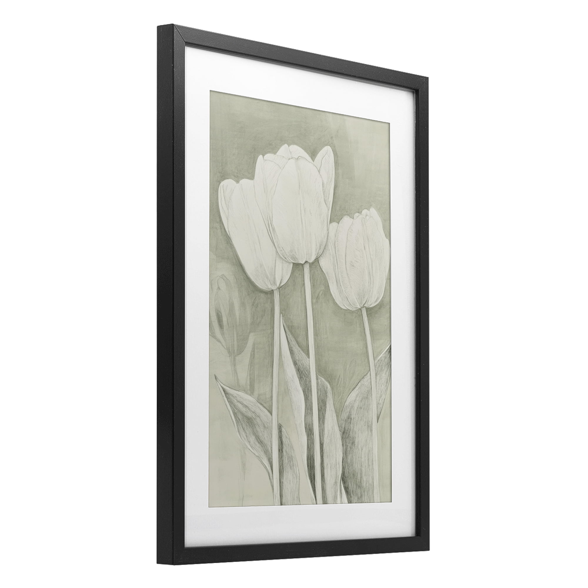 Stupell Industries Faded Tulips Pencil Sketch Black Framed Print Under Glass, design by Petal Prints Design