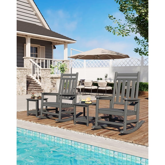 Litake Adirondack Outdoor Side Table 18 x 15 inch, HDPE 2-Tier Patio Side Tables for Outside, All-Weather End Table for Patio Pool Deck Indoor Backyard, Black/White/Gray/Navy Blue