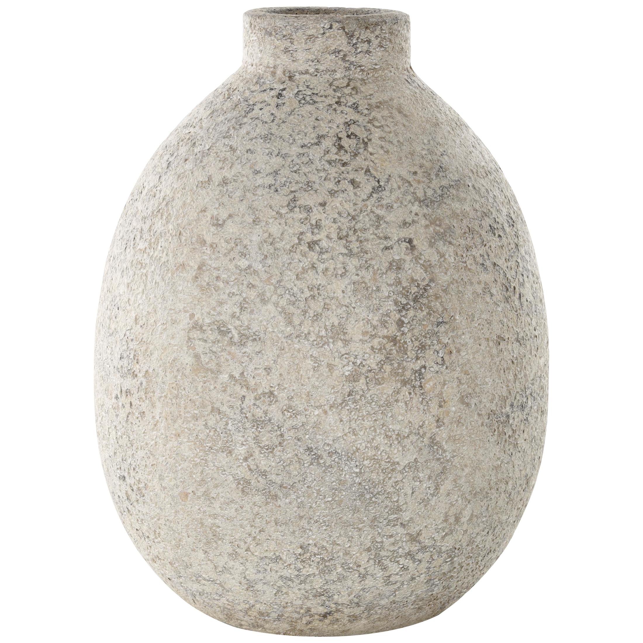 DecMode 14" Handmade Antique Style Textured Beige Ceramic Vase