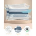 thumbnail image 2 of Hokiten King Size Pillow Cases Set of 2, Pillow Covers for Bed, Grey Blue Stripes Satin Pillowcases with Zipper for Hair/Skin, Pillow Protector Cover, Country Modern Gradient Lines Art 20x36 Inches, 2 of 6
